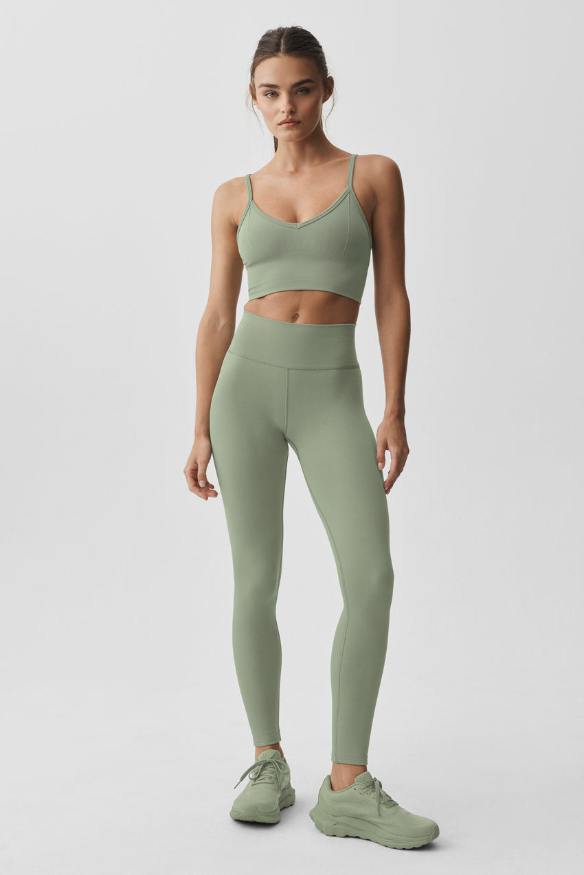 Seamless Modal Ribbed High-Waist 7/8 Legging - Dune Grass